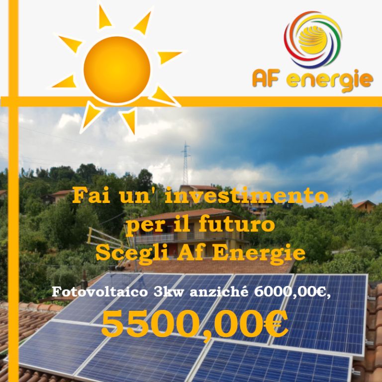 Scopri di più sull'articolo Offerta Impianto Fotovoltaico 3Kw – Af Energie Frosinone